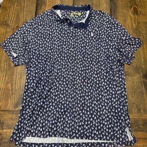 Polo Ralph Lauren Performance Pro Fit Navy Sailboat Print Polo Shirt Mens XXL